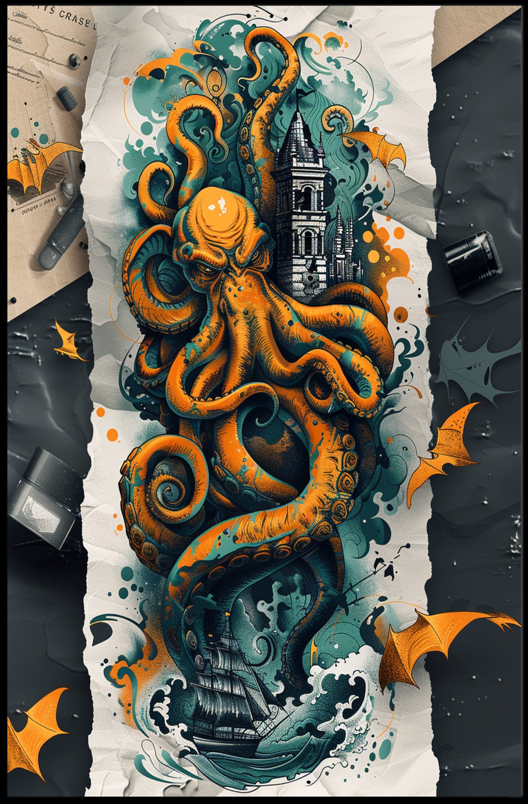 The Kraken's Grasp Art Print Poster for Decor Lovers PosterGoat
