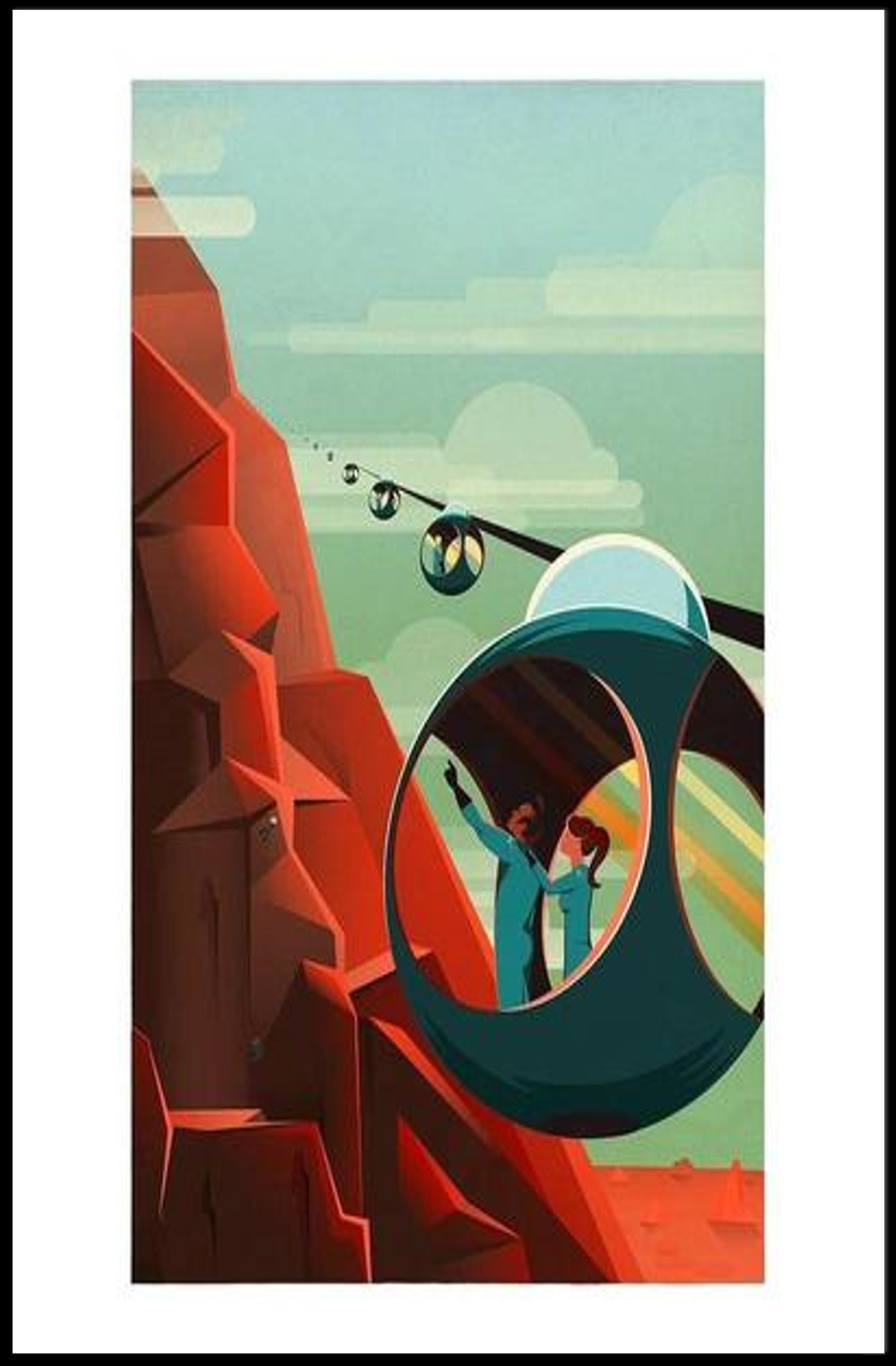 Futuristic Mountain Adventure Poster PosterGoat