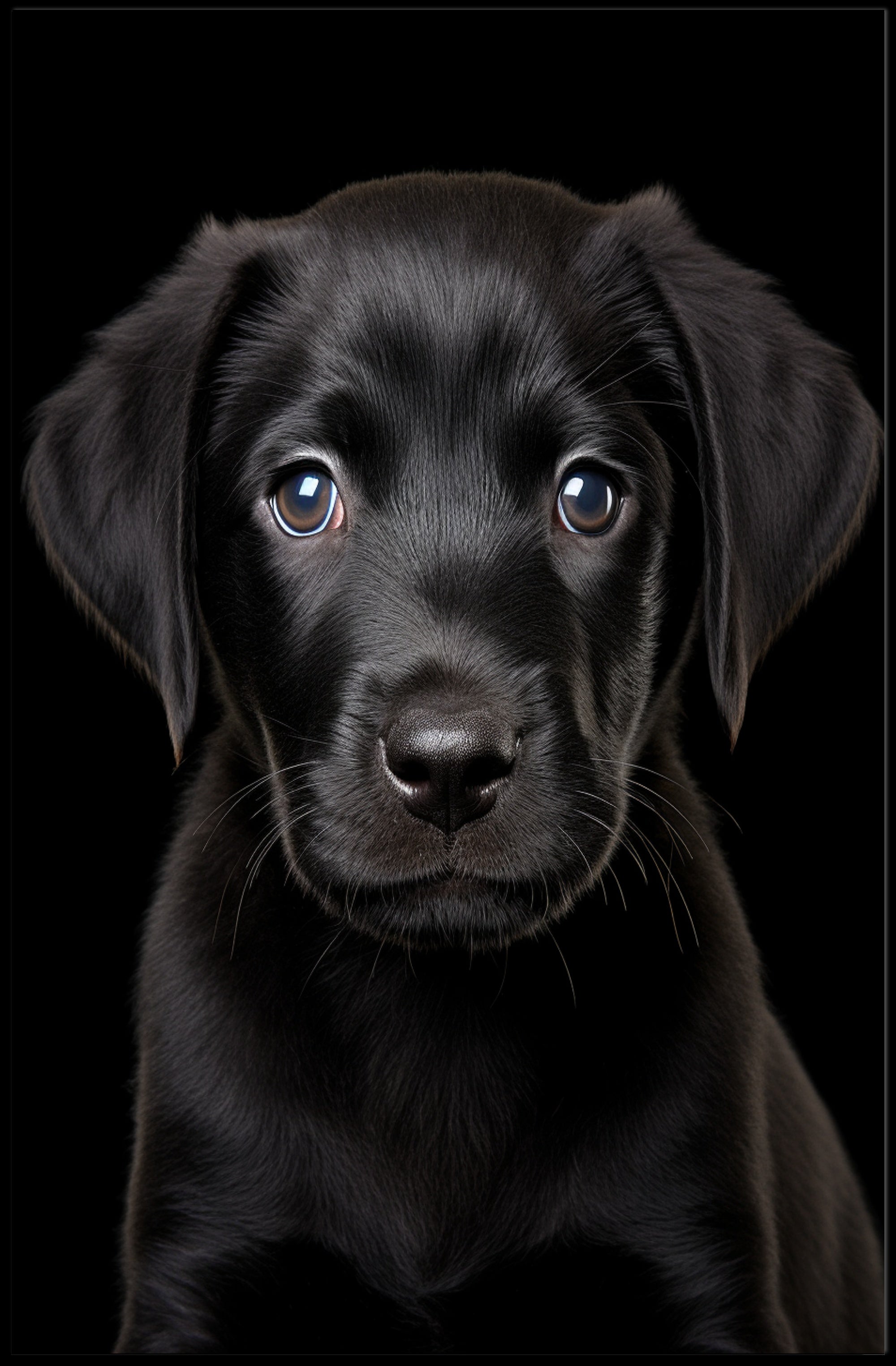 Black Labrador Puppy Close-Up Realistic Animal Poster