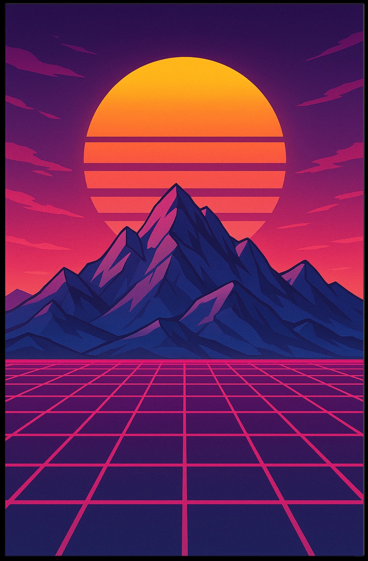 Retro-Futuristic Synthwave Sunset Futuristic Sci-Fi Poster