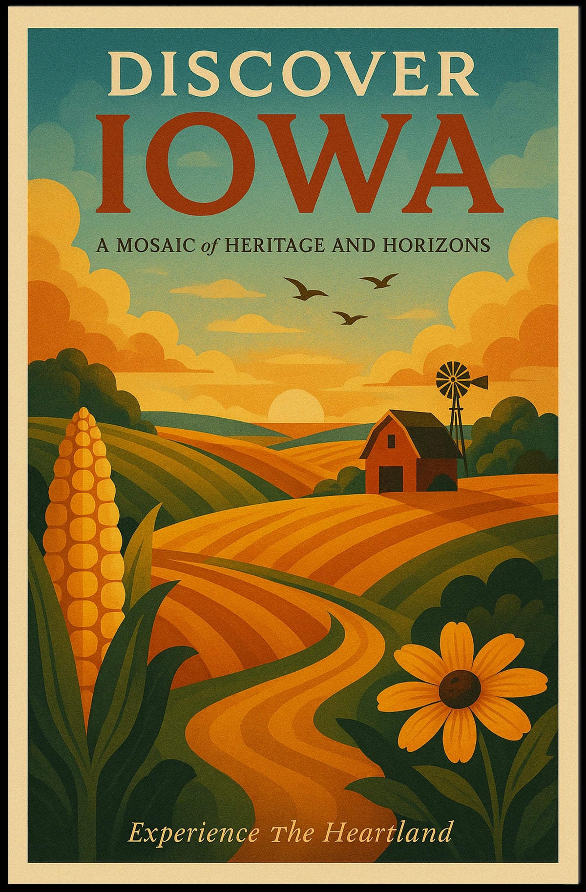 Discover Iowa A Mosaic of Heritage and Horizons Poster