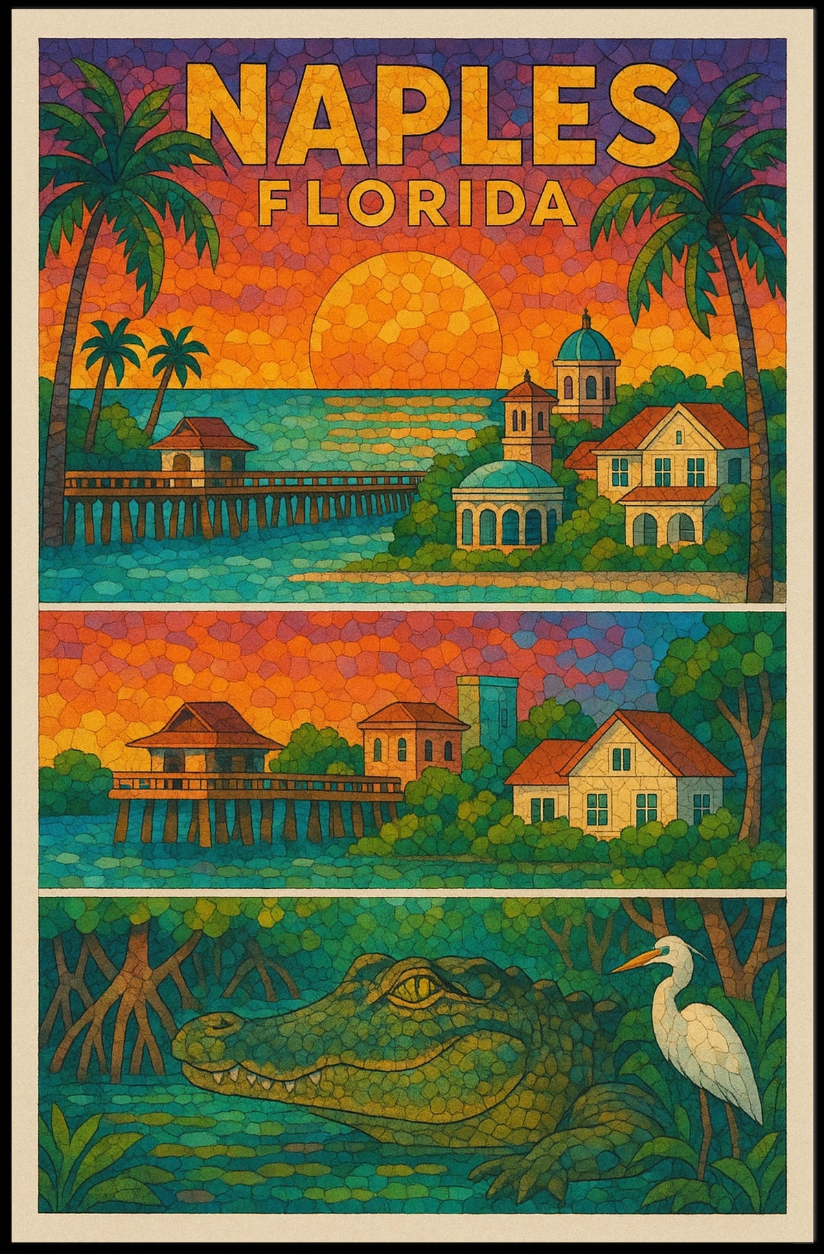 Naples Florida Poster Vibrant Coastal Wall Art For Home