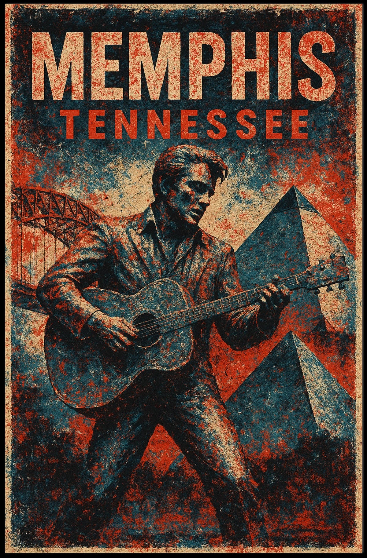 Memphis Music Heritage Guitar Retro 80s Poster