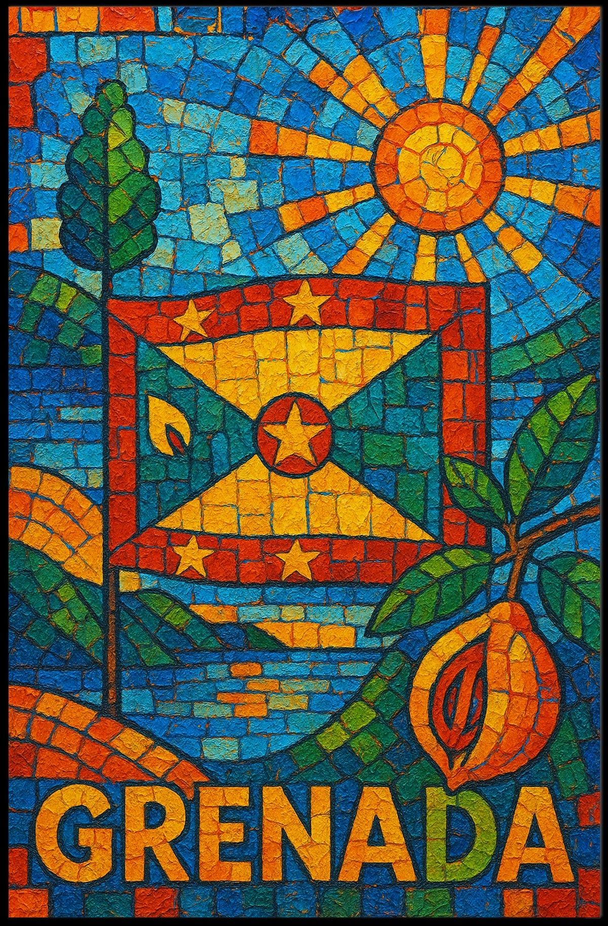 Vibrant Grenada Mosaic Poster