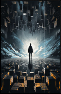 Surreal Futuristic Landscape: Abstract Sci-Fi Poster