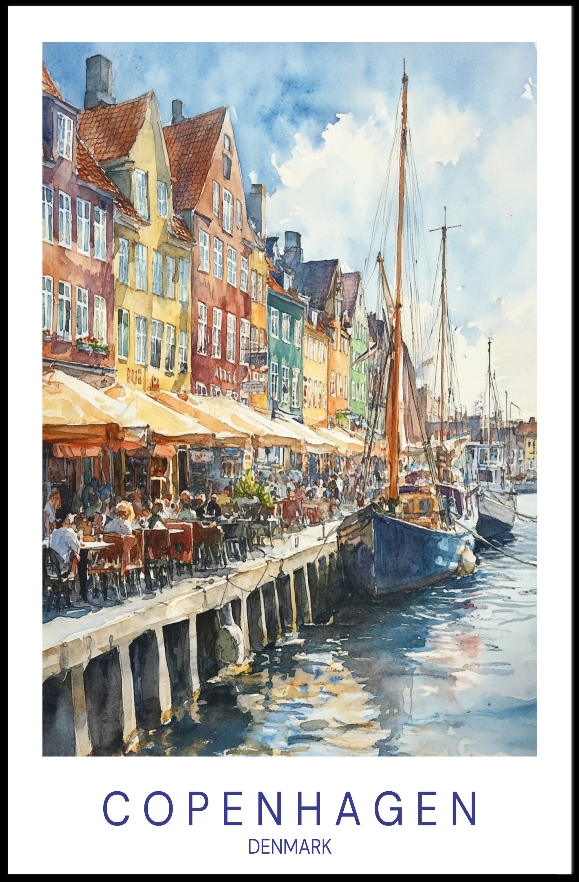 Copenhagen Waterfront Scene Poster PosterGoat