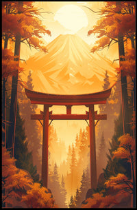 Japanese Torii Gate Autumn Landscape Poster Art