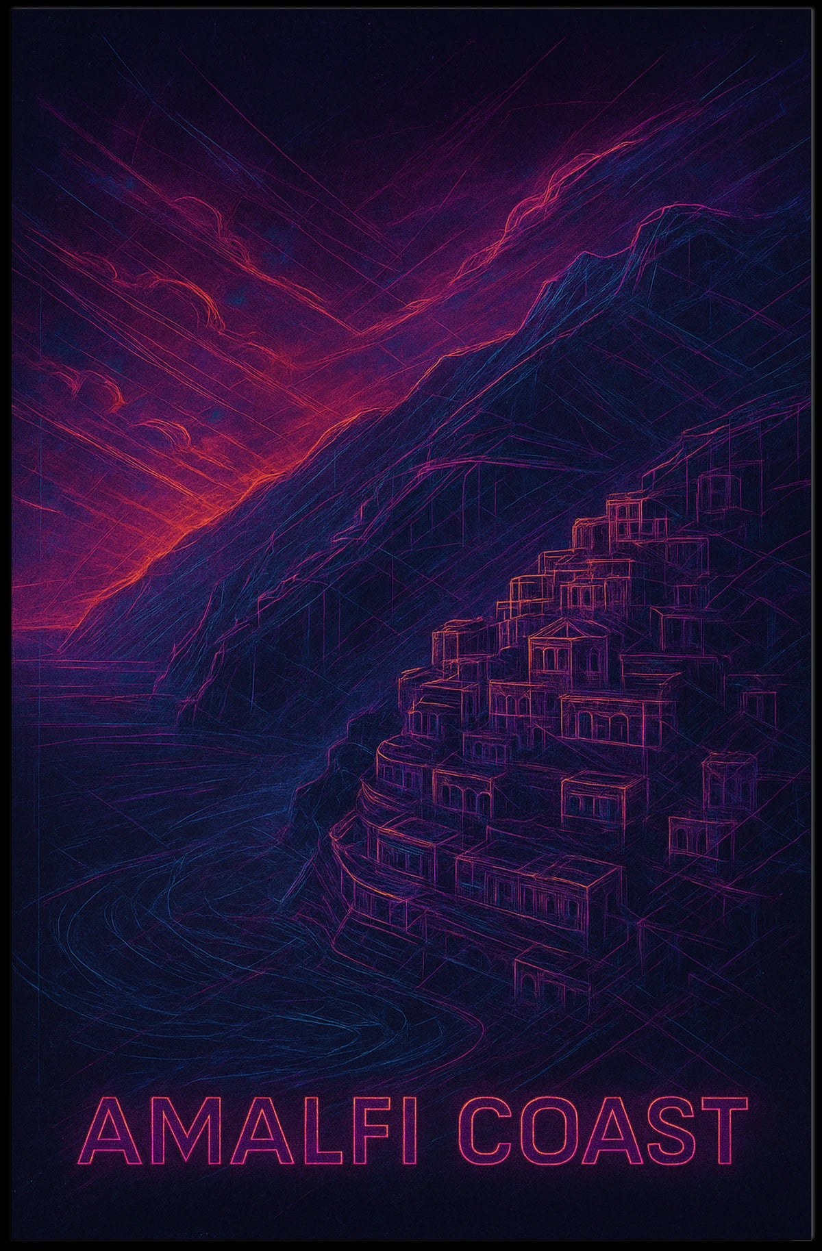 Amalfi Coast Poster Wall Art Print 18x24 Seaside Views