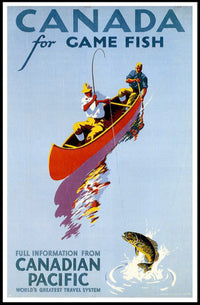 Fishing Adventure in Canada Vintage Travel Poster PosterGoat