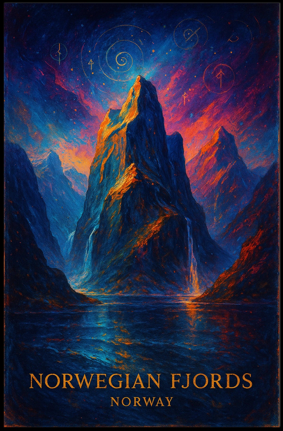 Majestic Norwegian Fjords Surreal Art Poster Print