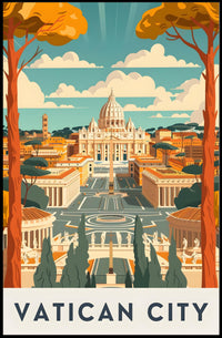 St. Peter's Basilica Art Deco Vatican Travel Poster