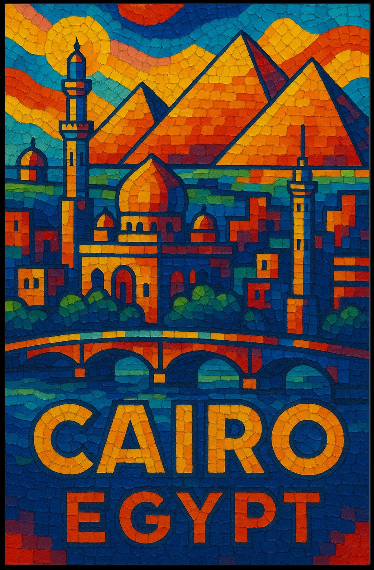 Cairo, Egypt Vibrant Mosaic Poster