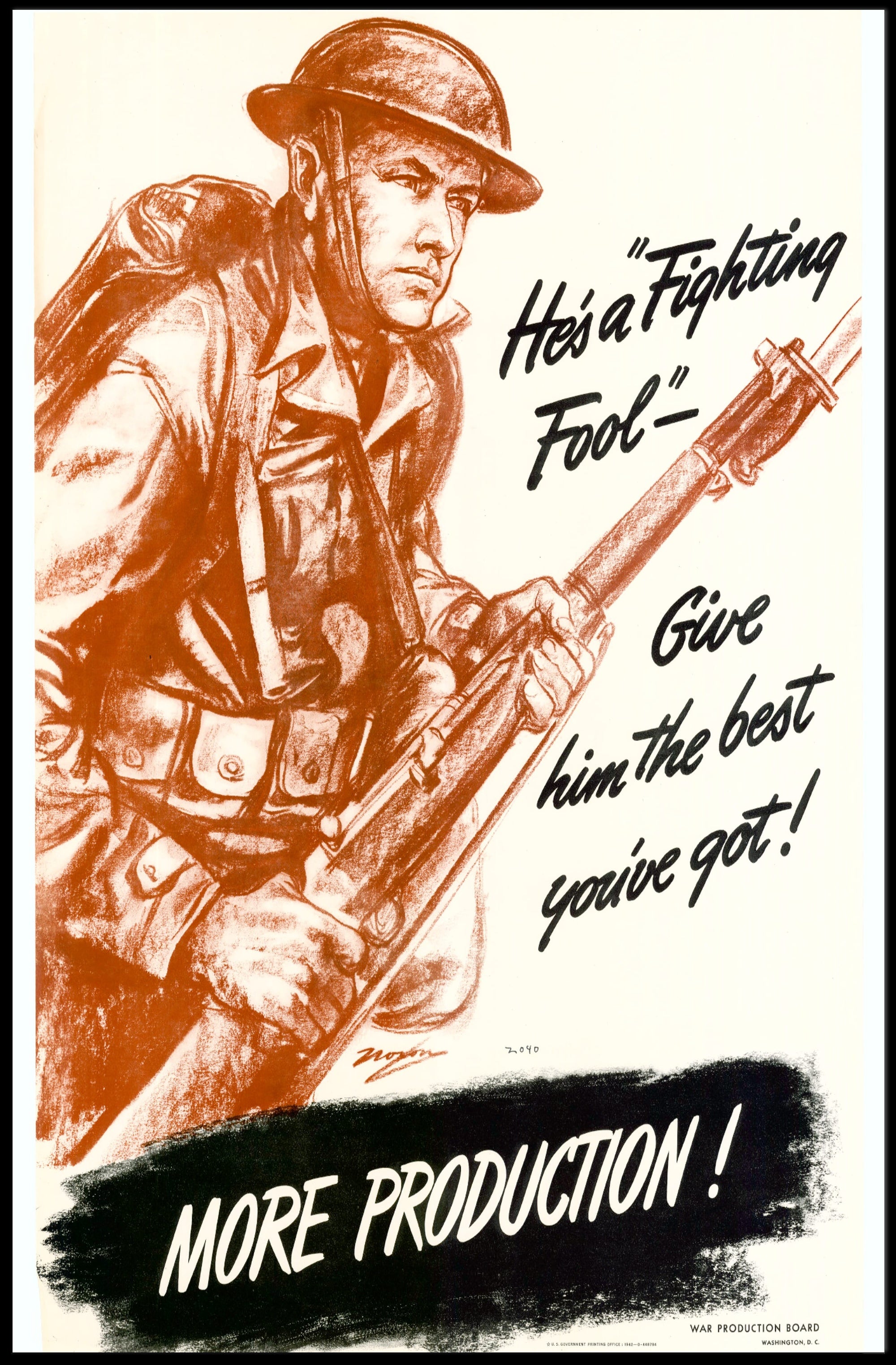 Vintage He’s a Fighting Fool WWII Poster