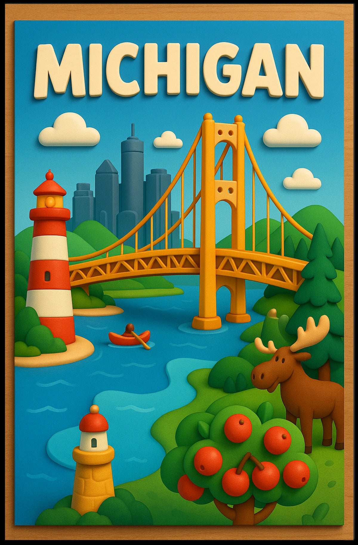 Michigan Adventure Poster Scenic Wall Art For Home Decor