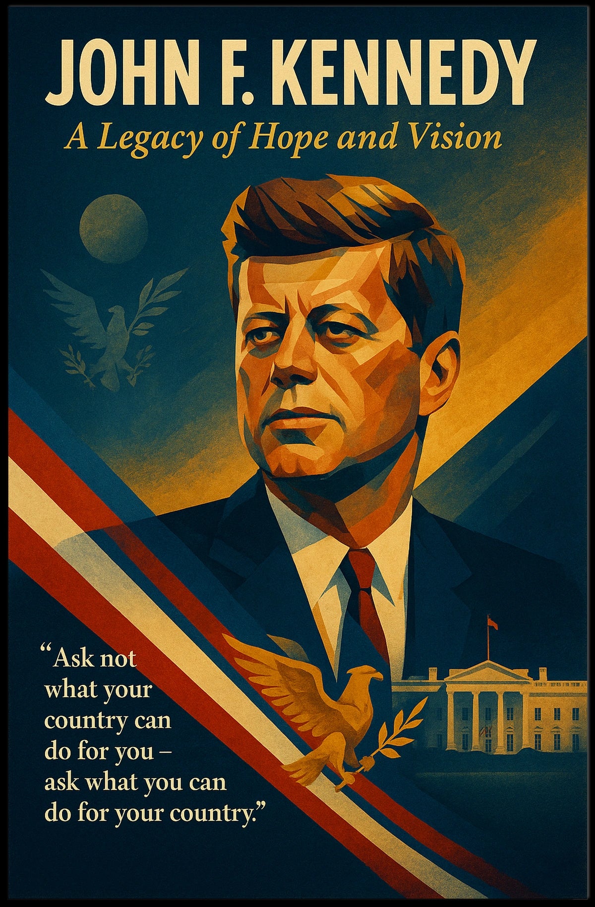 John F. Kennedy Patriotic Vintage Art Poster