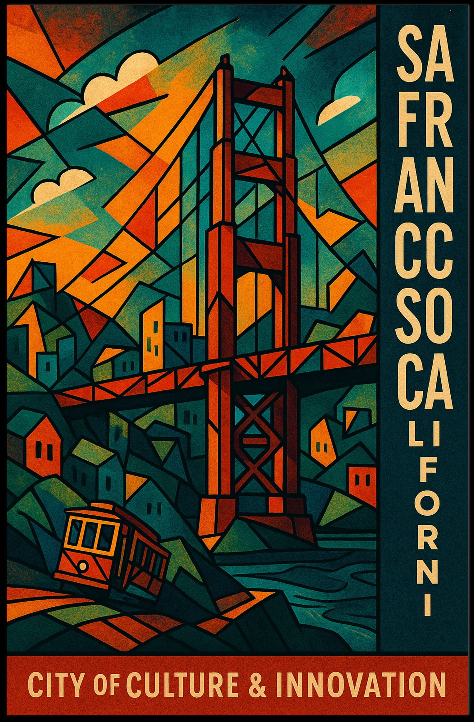 San Francisco Modern Cityscape Poster Wall Art