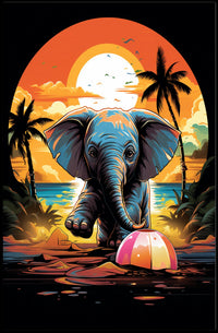Elephant Paradise At Sunset Poster