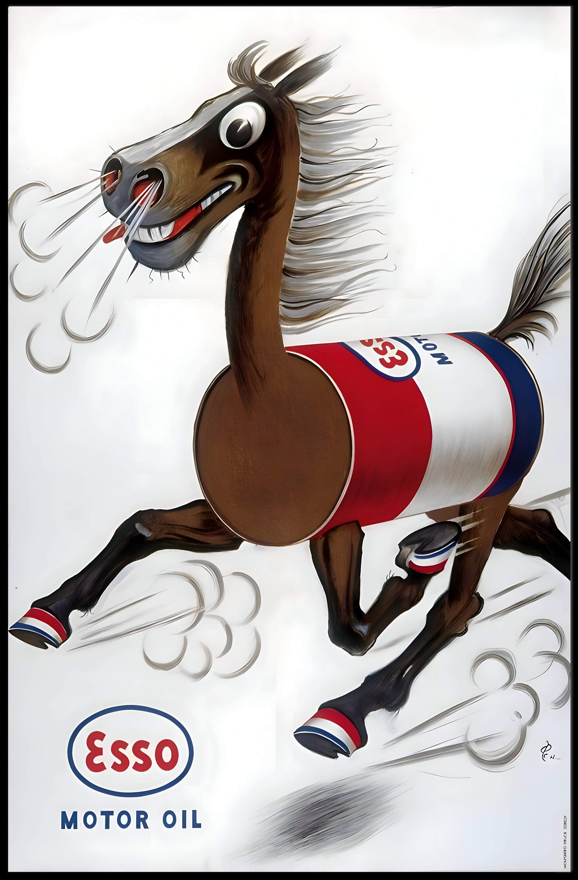 Esso Motor Oil Horse Travel Poster Art Print