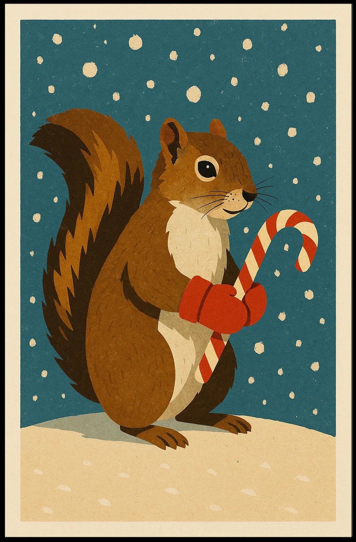 Squirrel Candy Cane Poster