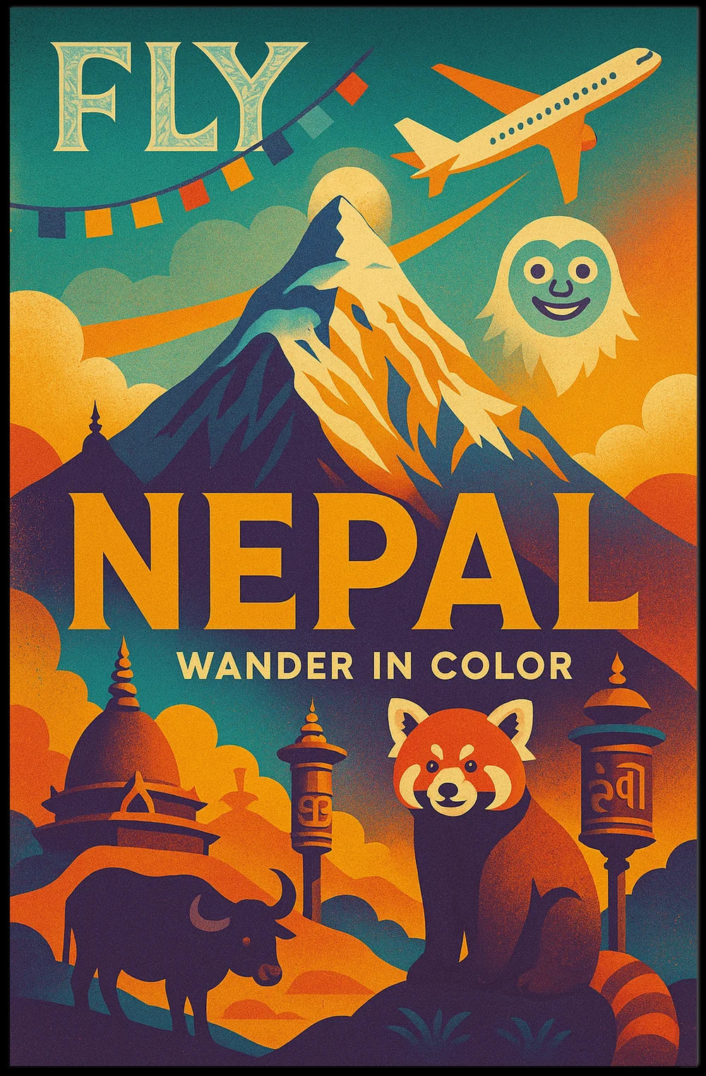 Wander in Color Nepal Adventure Travel Poster PosterGoat