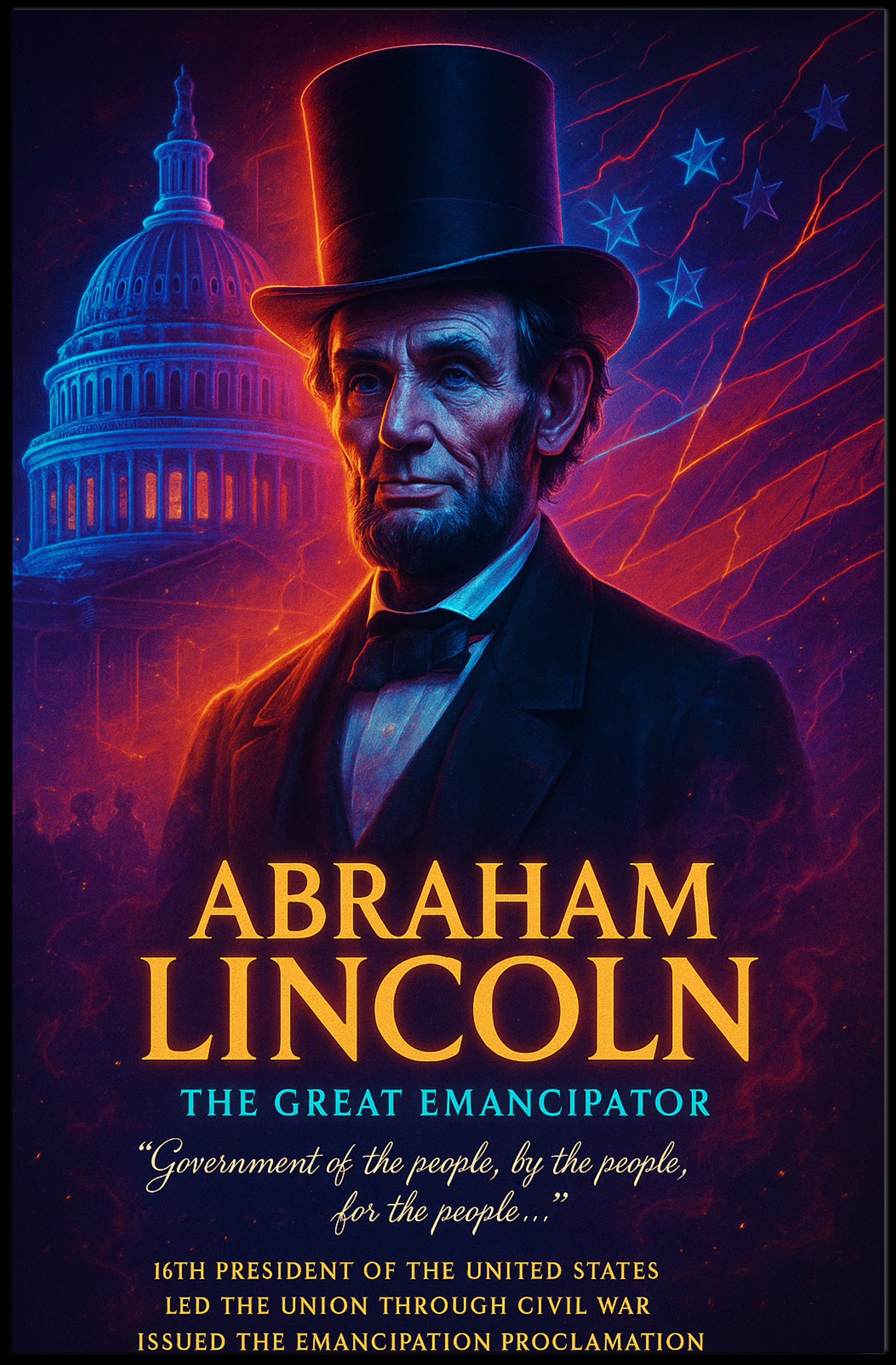 Abraham Lincoln Patriotic Historical or Presidential Poster PosterGoat