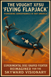 Vought XF5U Flying Flapjack Poster Vintage Aviation Art