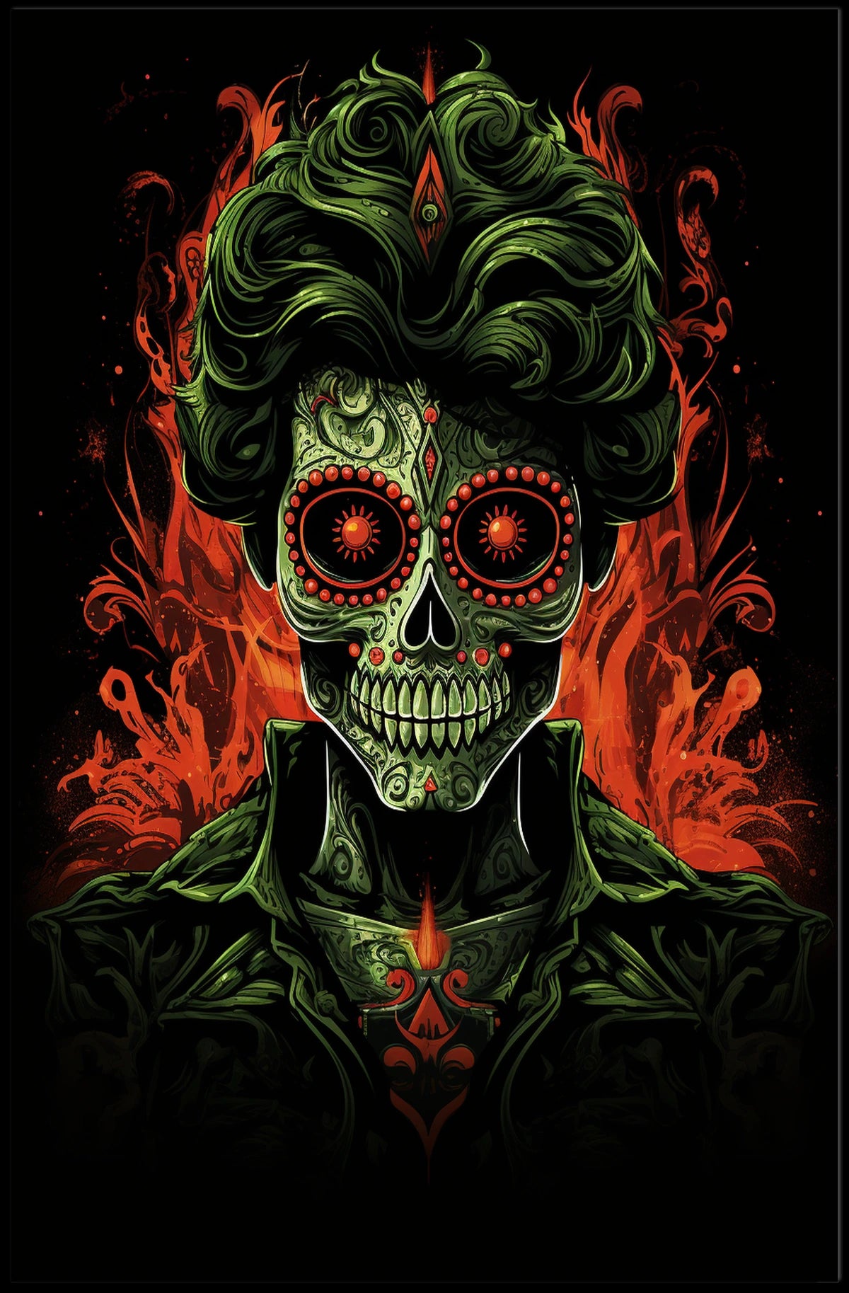 Day of the Dead Sugar Skull Art Poster - Cultural or Heritage Poster