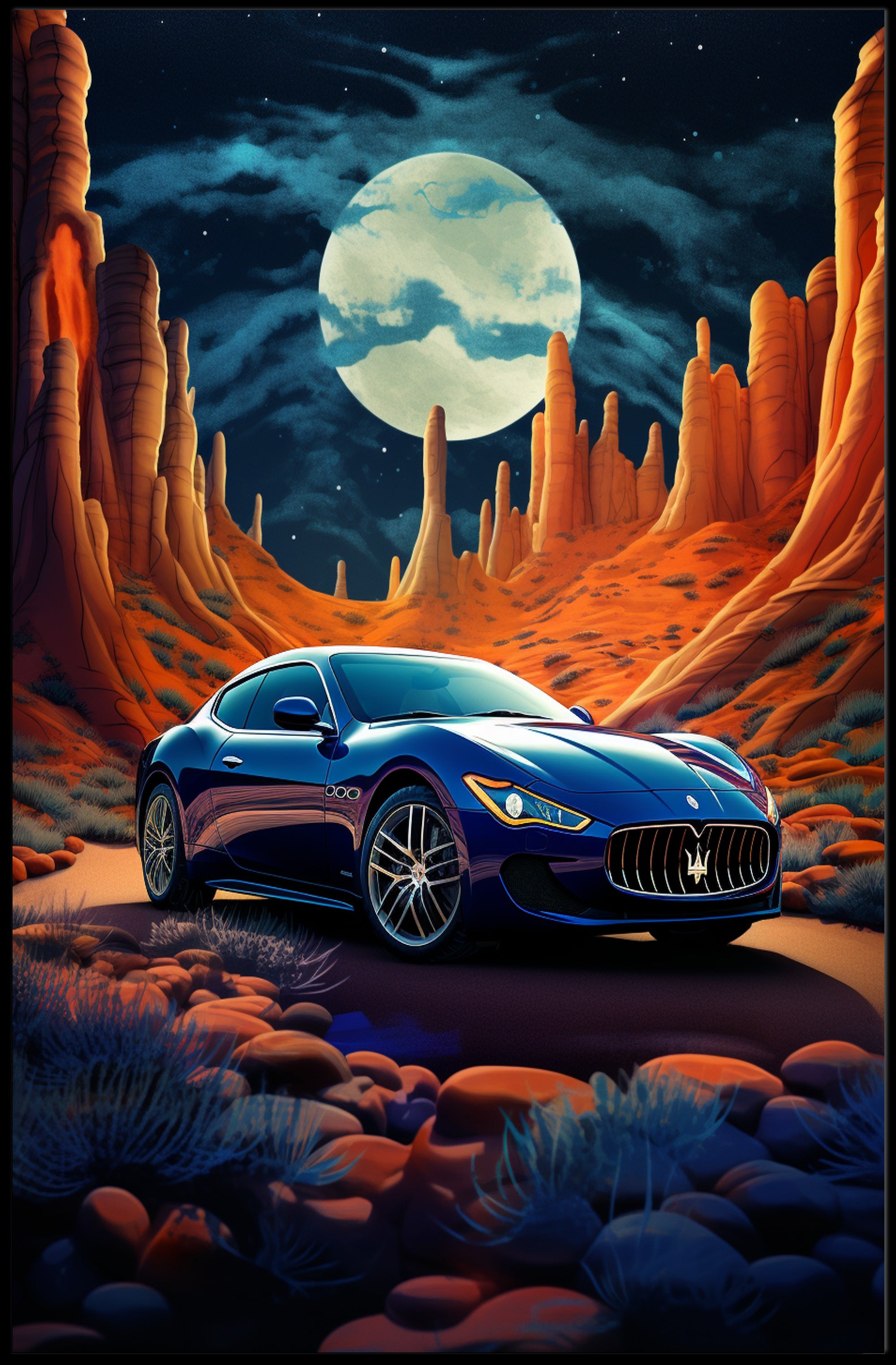 Desert Moon Drive Poster PosterGoat