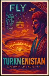 Turkmenistan Vintage Travel Poster with Cultural Elements PosterGoat