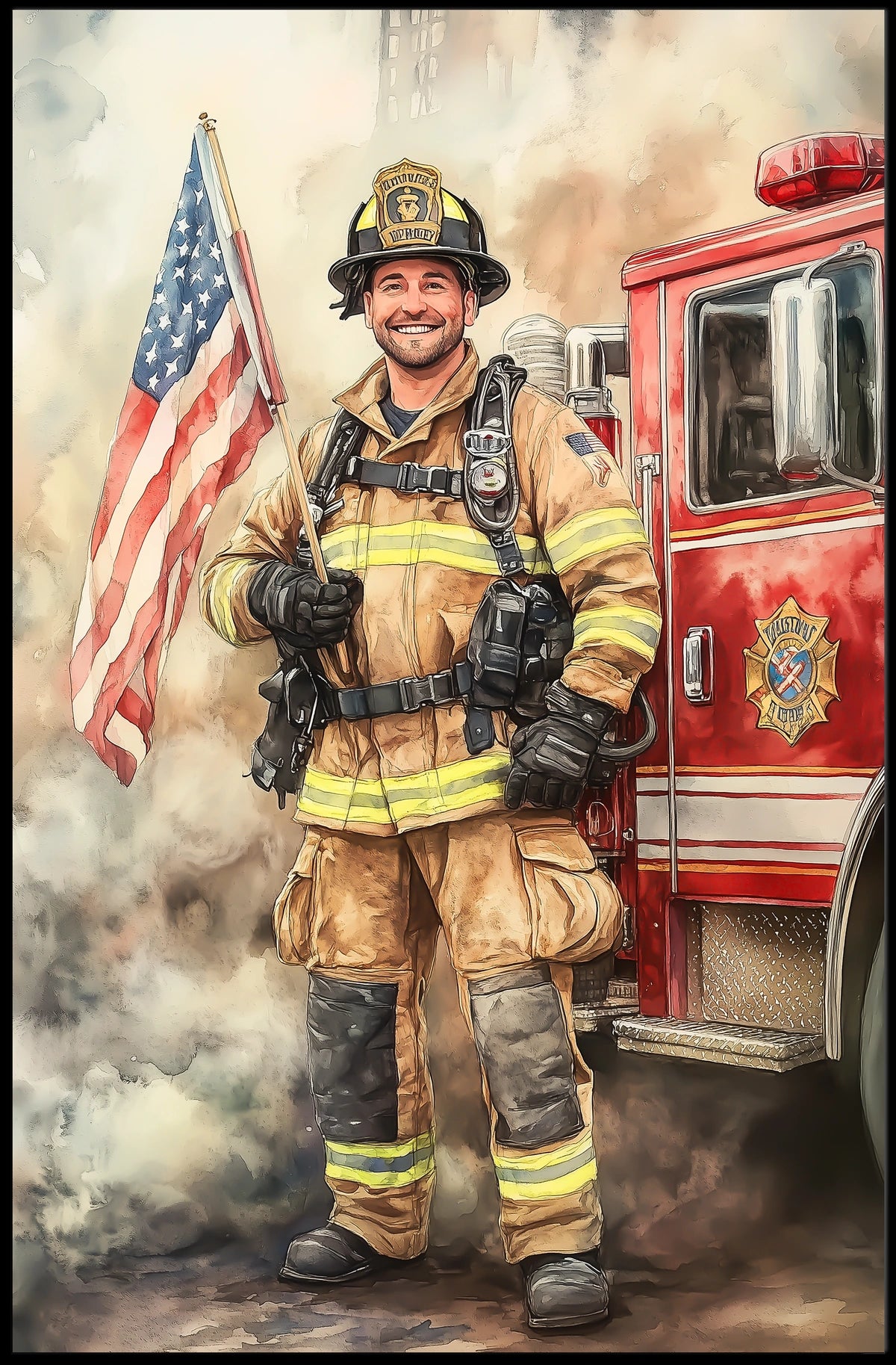smiling firefighter Poster
