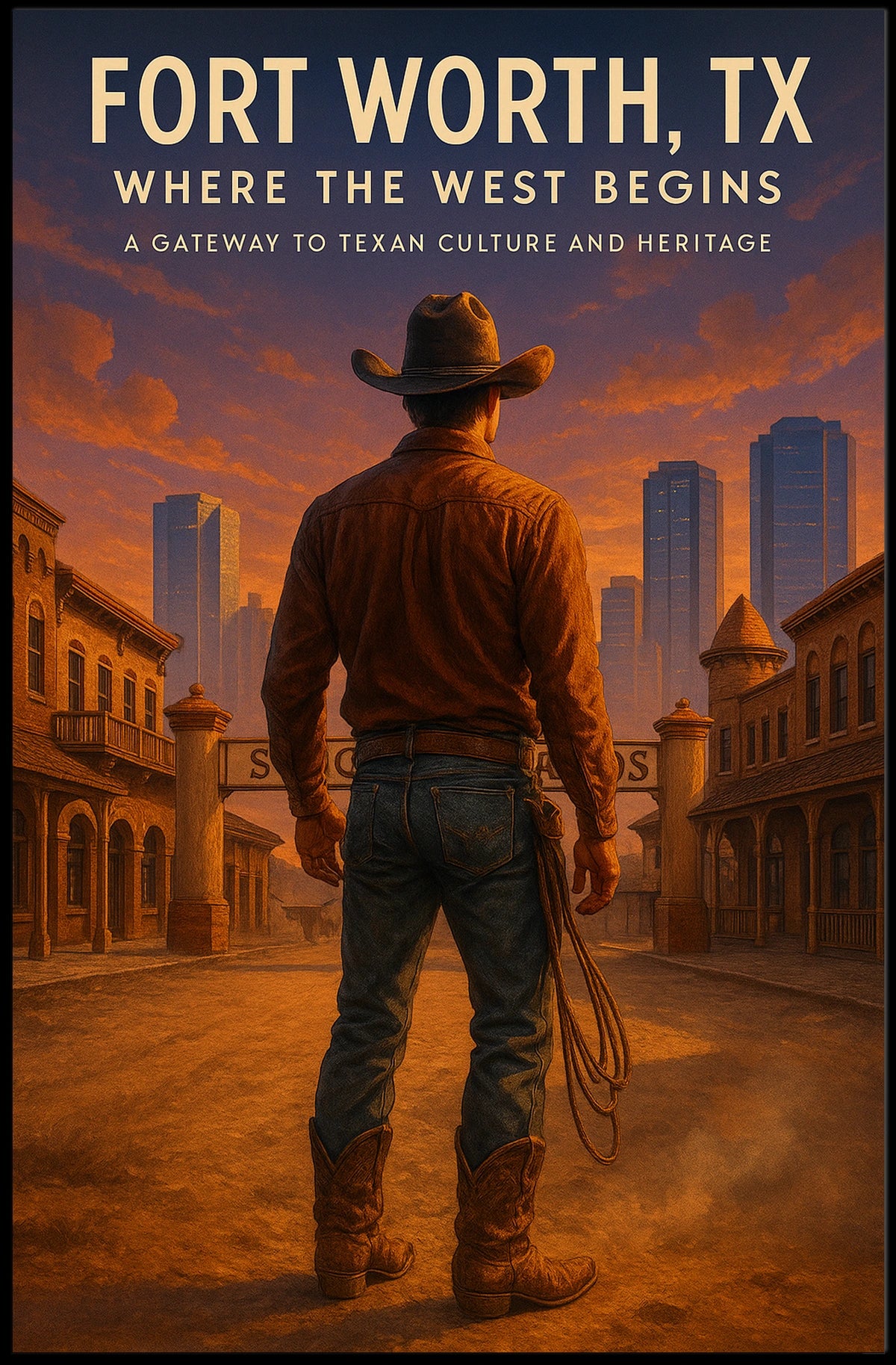 Fort Worth, Tx Where The West Begins Poster