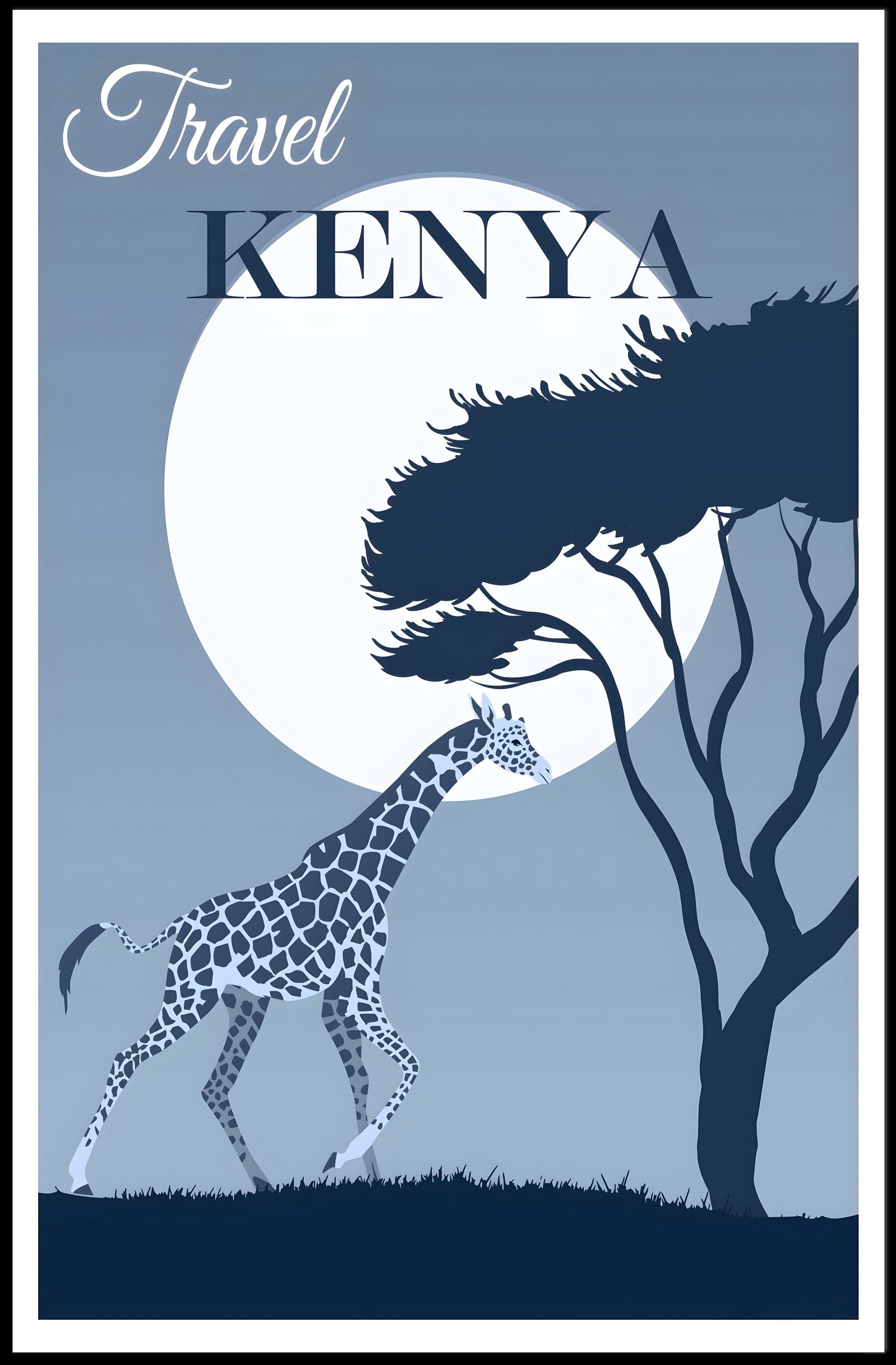 Kenya Wildlife Giraffes Travel Adventure Scenic Travel Poster