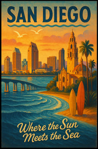 San Diego Where The Sun Meets The Sea Poster