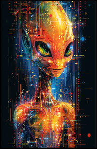 Digital Alien Visage Poster