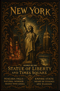 New York Iconic Landmarks Skyline Poster Modern Wall Art