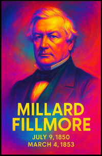 Millard Fillmore 13th President of the United States Neon Gradient Overlay Poster