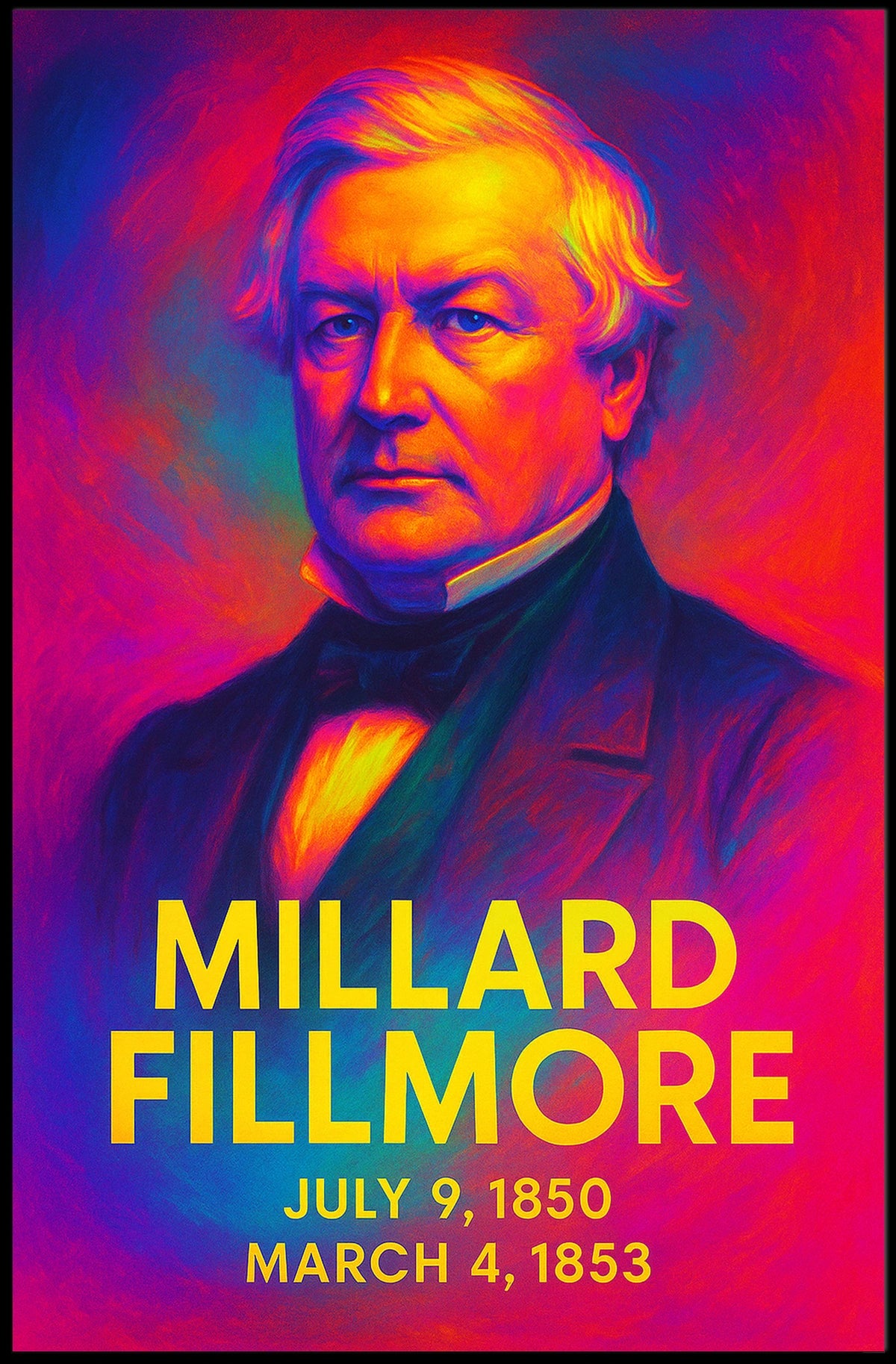 Millard Fillmore 13th President of the United States Neon Gradient Overlay Poster