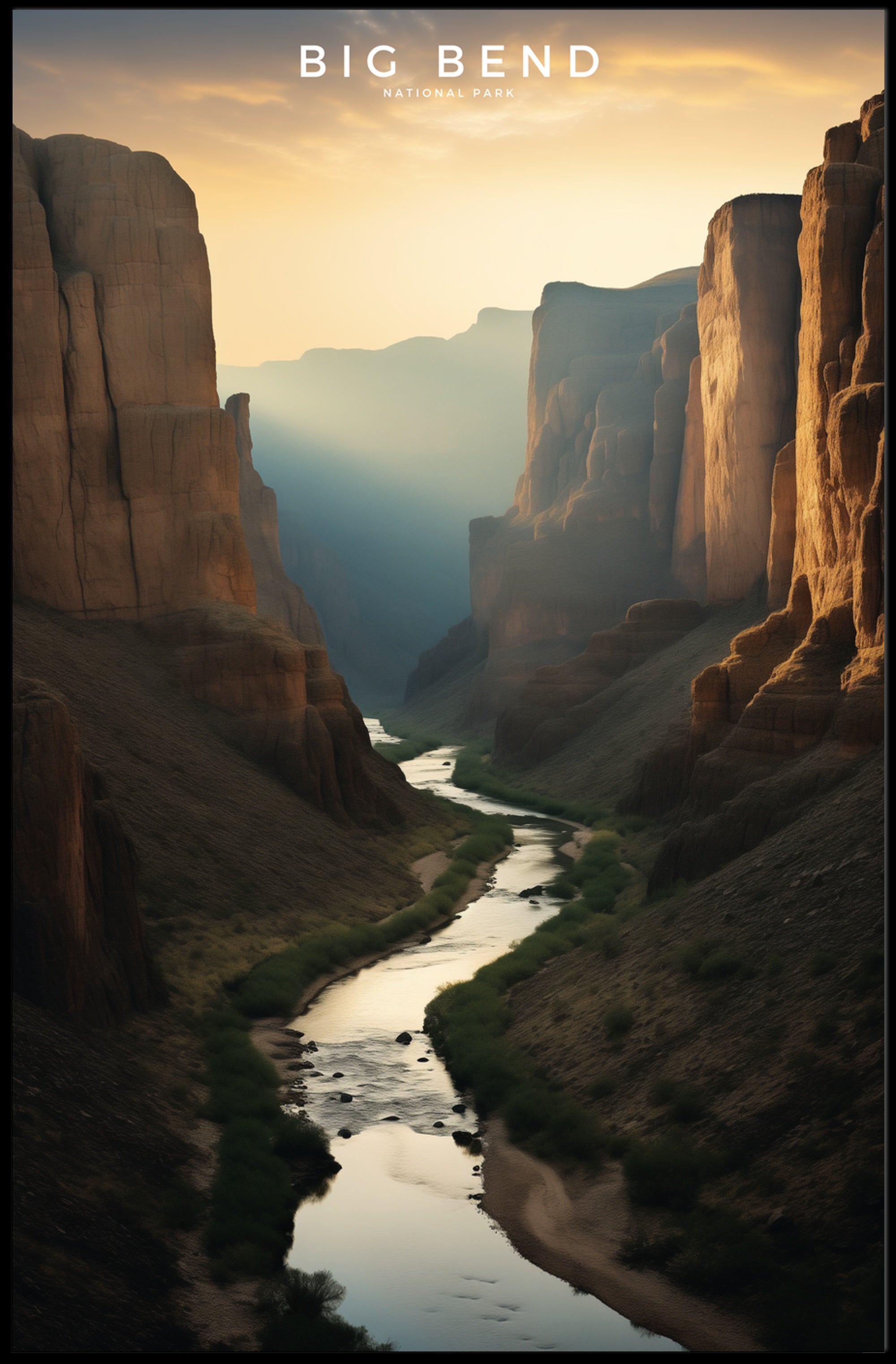 Big Bend Canyon Travel Poster Scenic Wall Art
