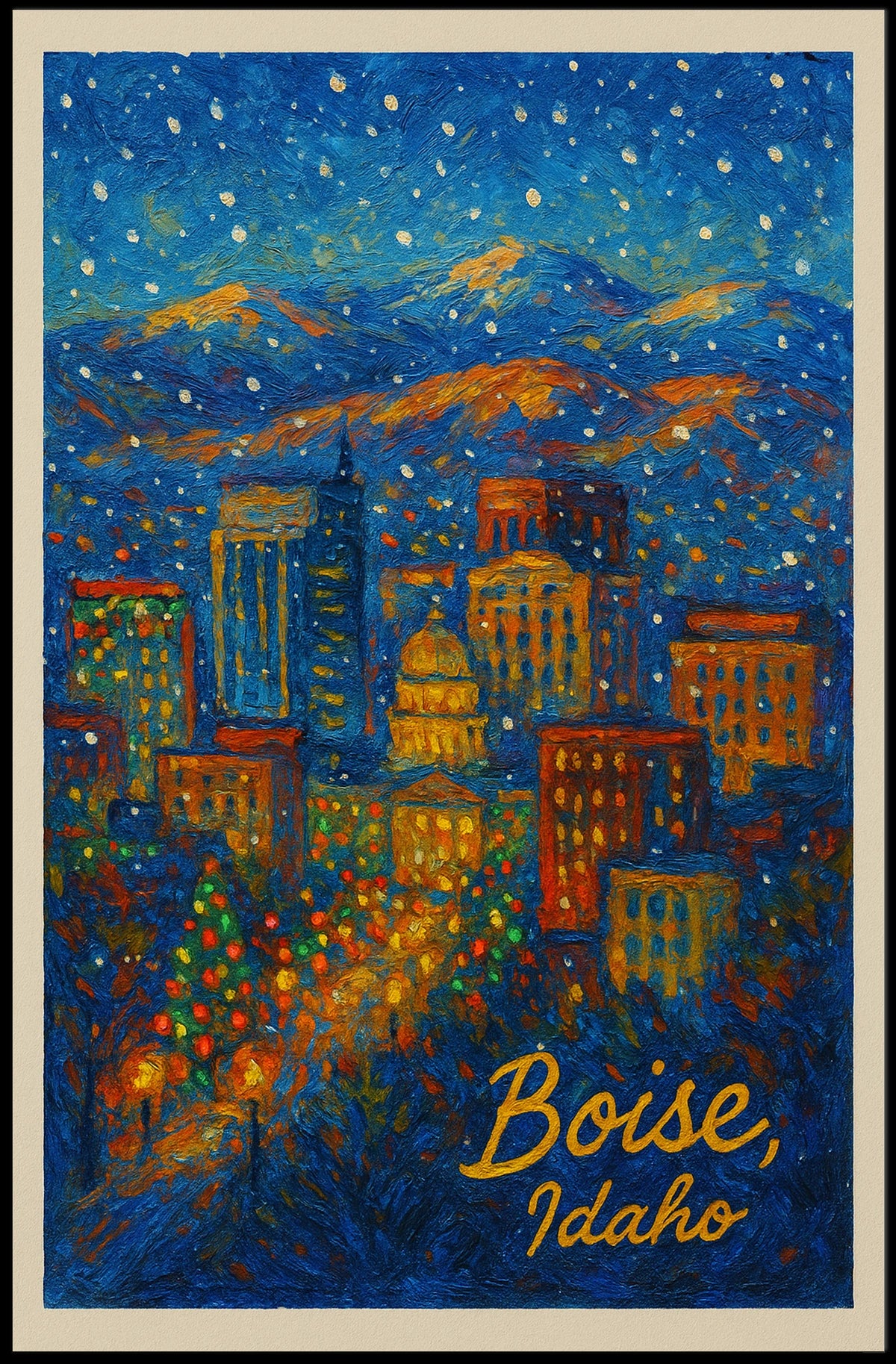Boise, Idaho A Nighttime Cityscape Poster