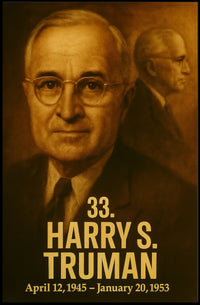 Harry S Truman Vintage Analog Film Aesthetic Poster Presidential Portrait Wall Art Historical Print