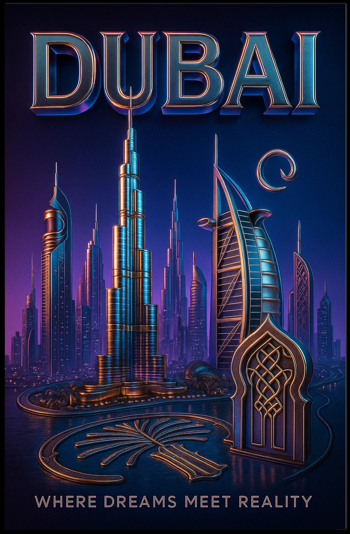 Dubai Skyline Poster For Luxury Modern Home Decor Lovers