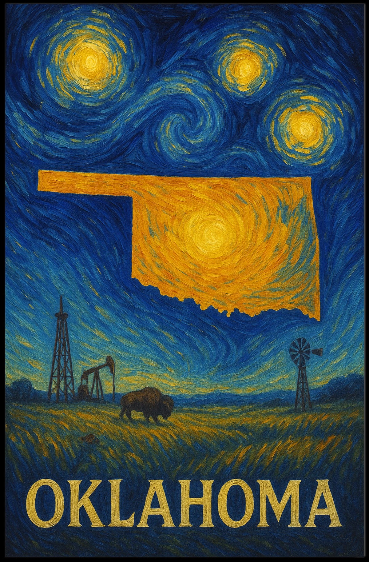 Oklahoma Starry Night Tribute Poster