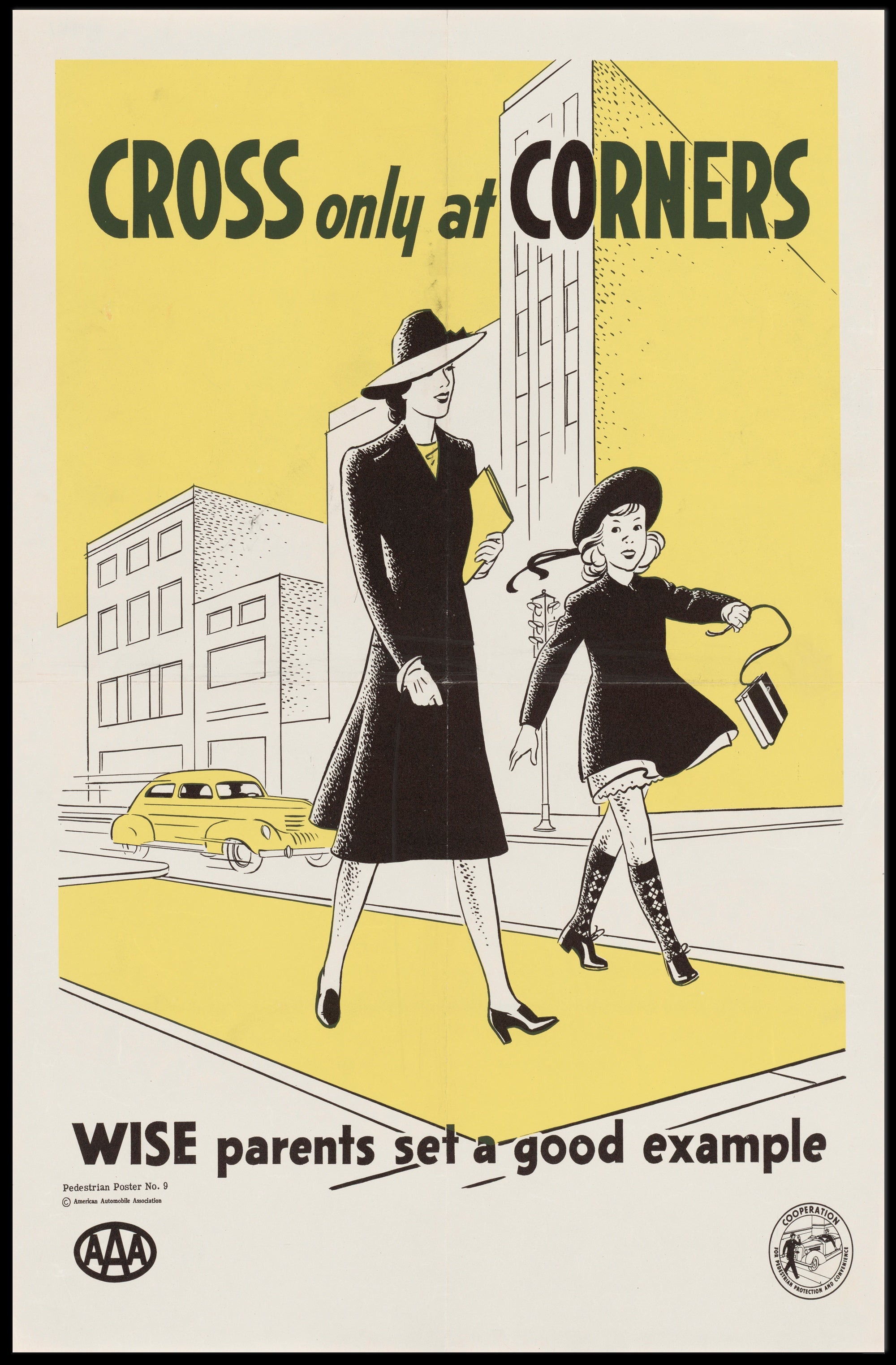 Pedestrian Safety Vintage Poster Mid-Century Educational or Infographic Poster PosterGoat