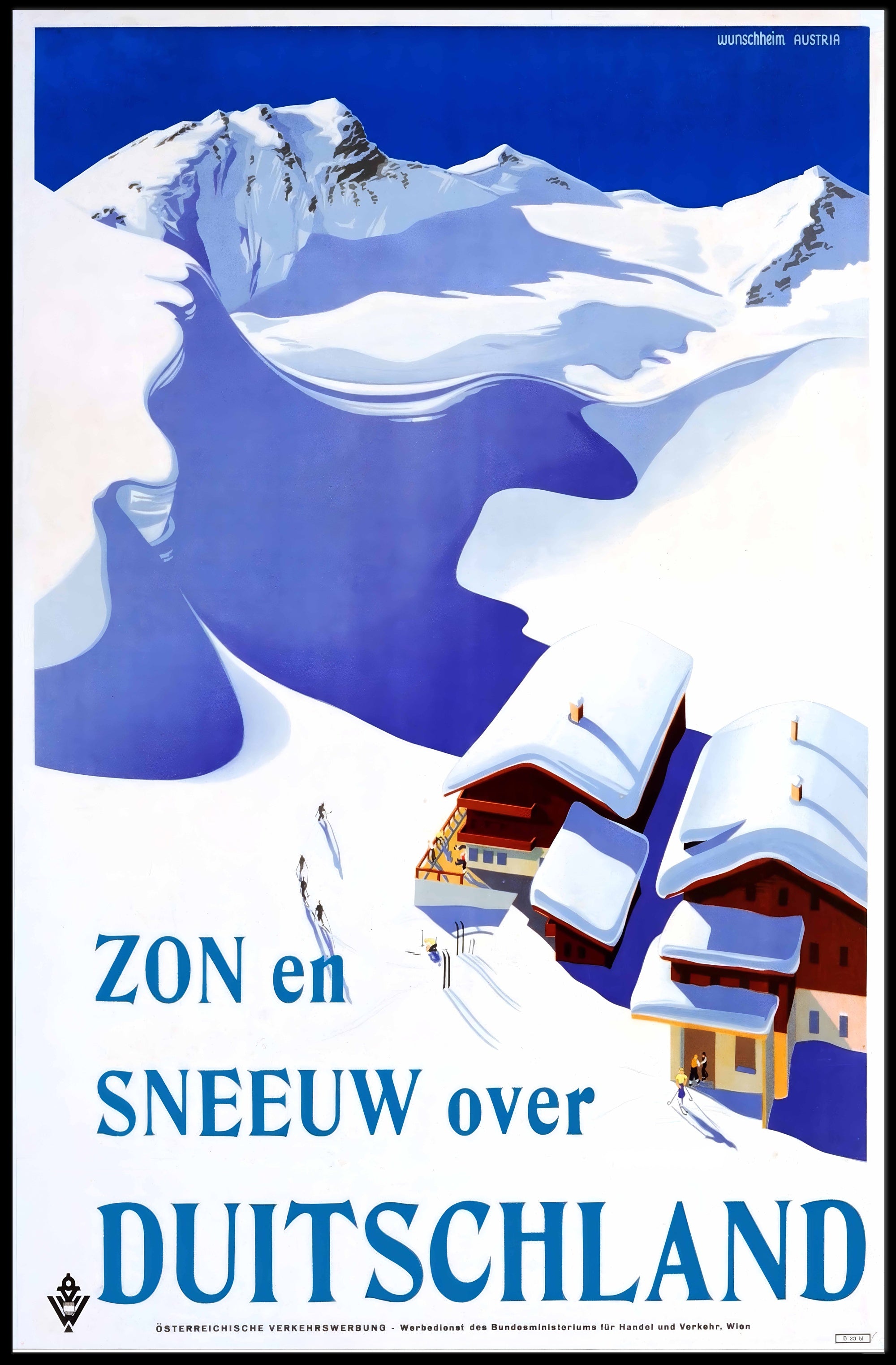 Snowy German Alps Vintage Travel Illustration Poster PosterGoat
