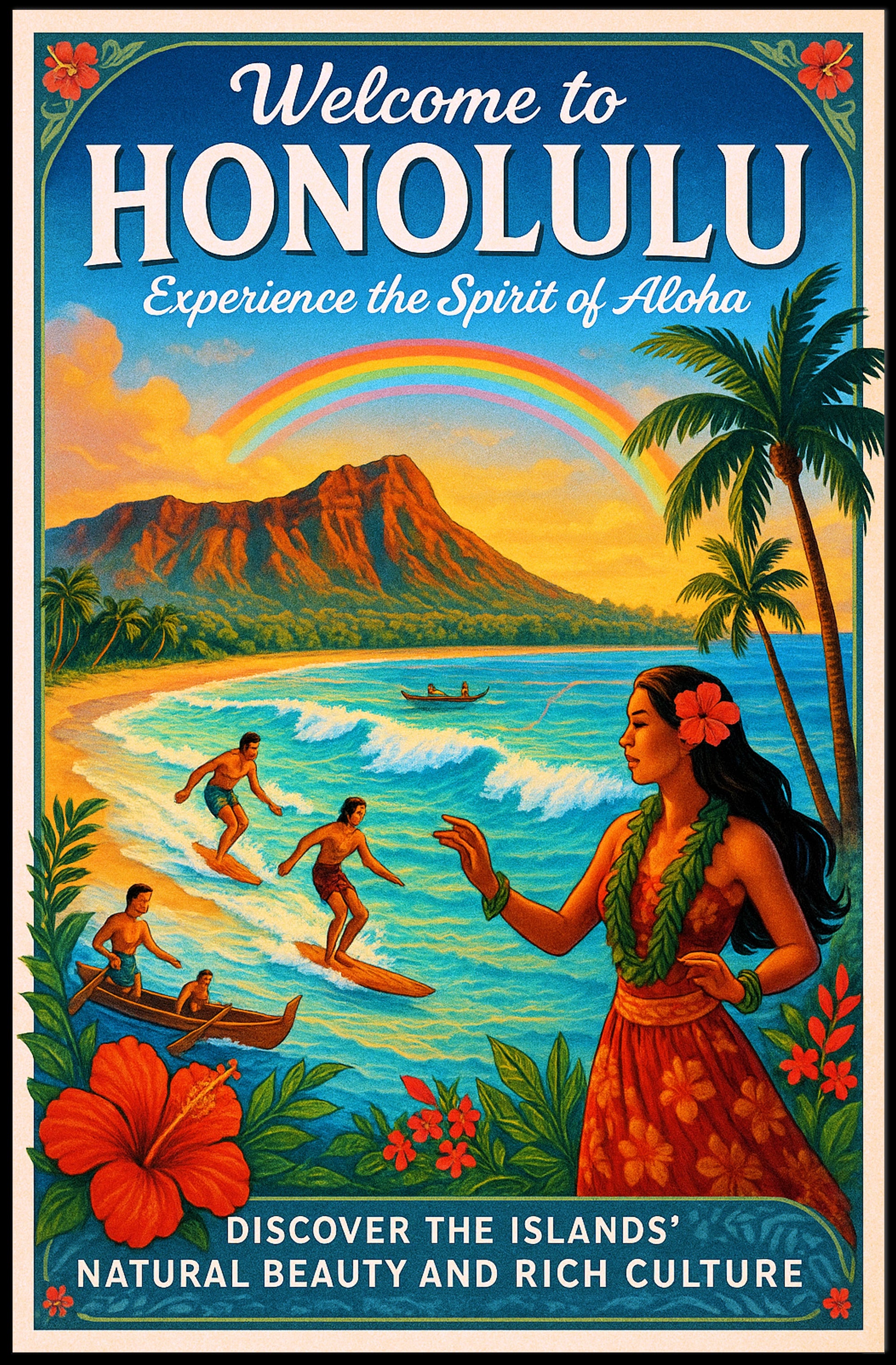 Welcome to Honolulu Experience the Spirit of Aloha Poster PosterGoat