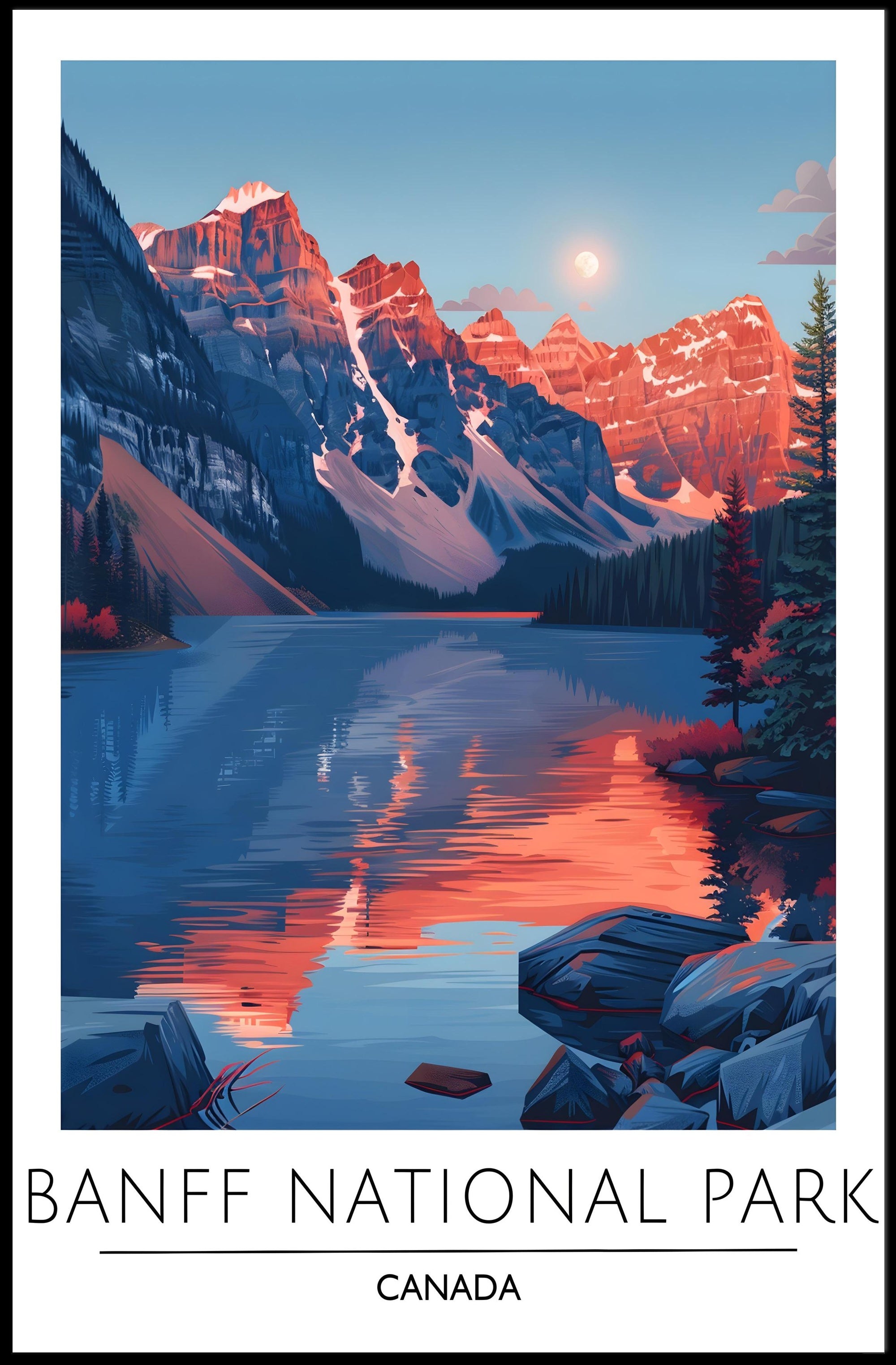 Banff National Park Reflection Travel Poster