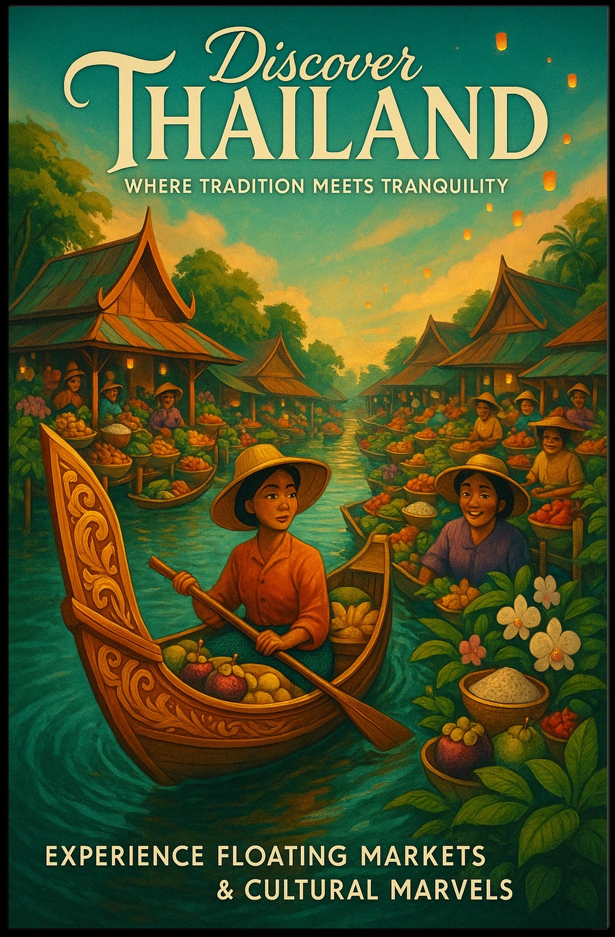 Discover Thailand Floating Markets Cultural Marvels Poster