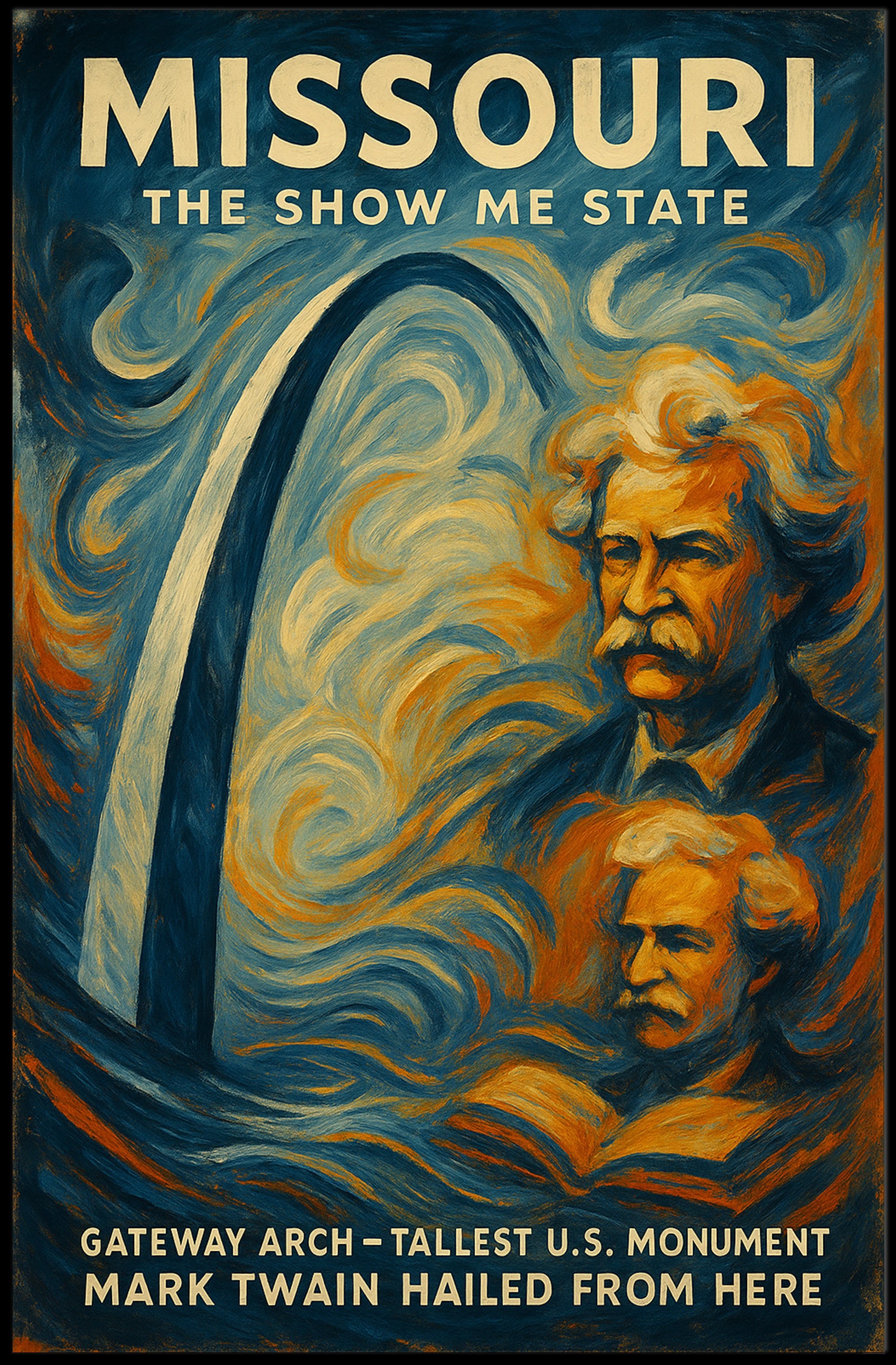 Missouri Gateway Arch Vintage Cultural or Heritage Poster