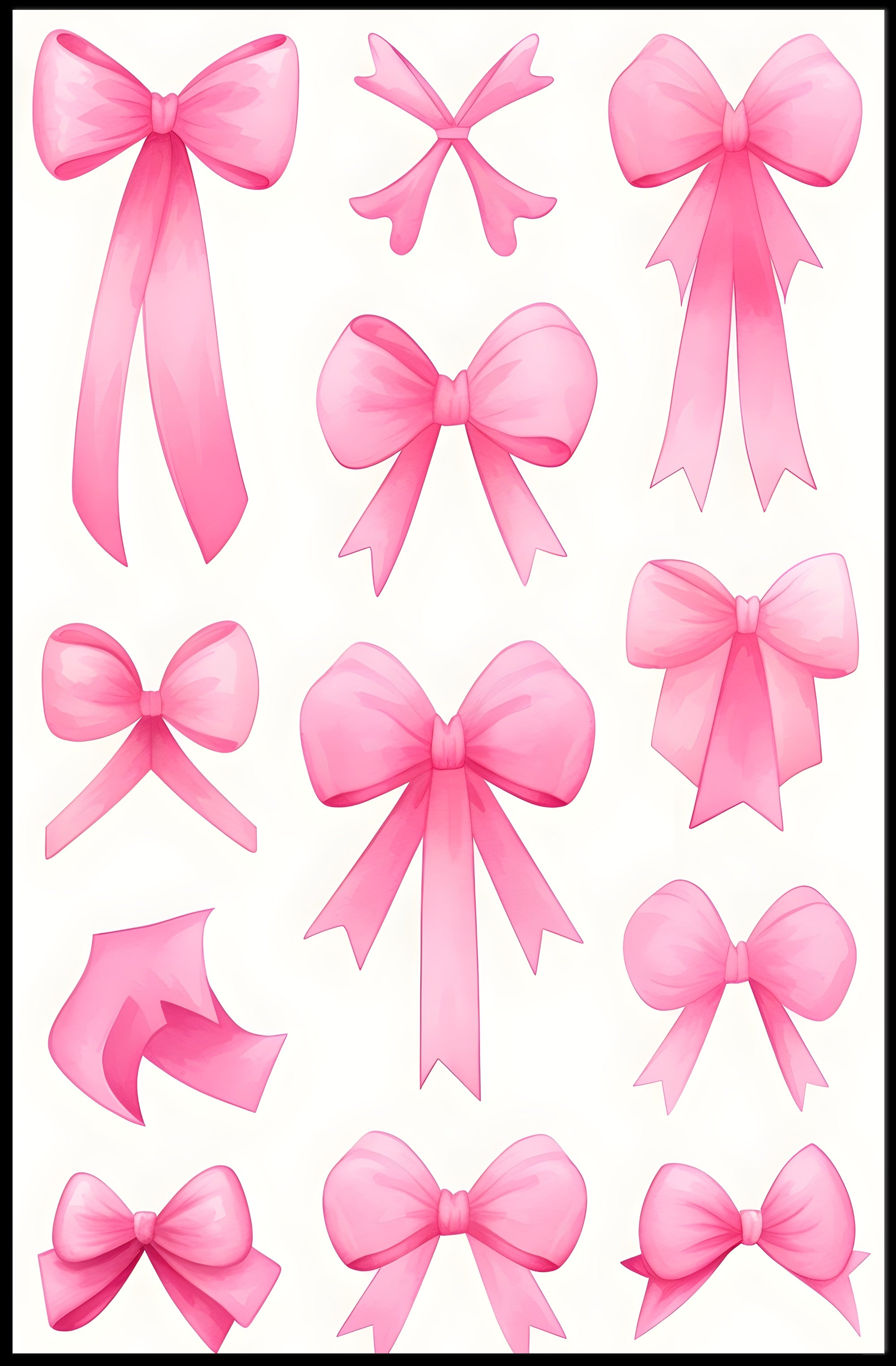 Pink Bow Collection Poster Wall Art Print