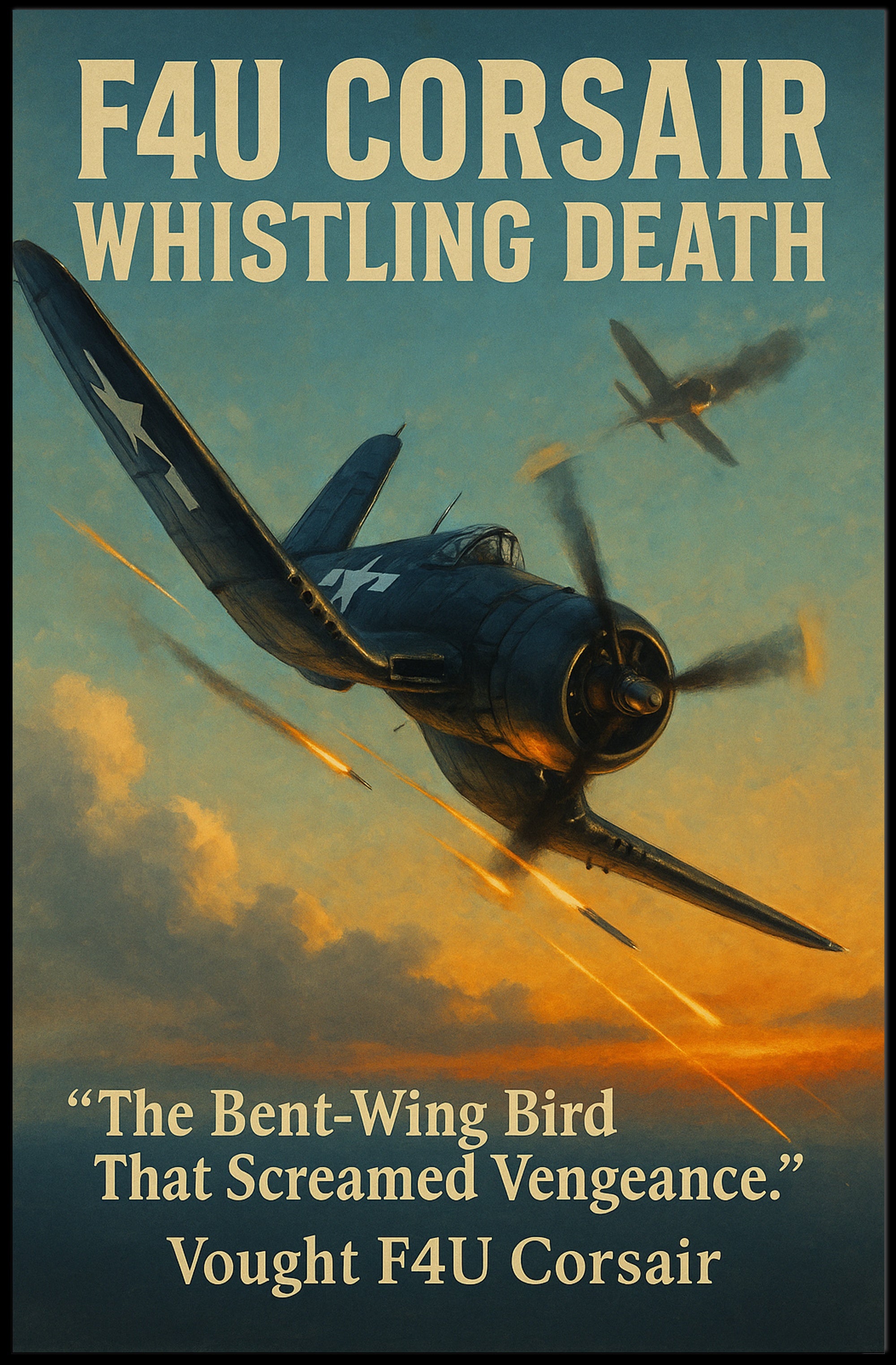 Stylized WWII Vought F4U Corsair Aircraft Poster